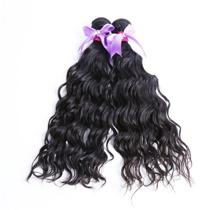 2 Bundles Water Wave With Human Hair 360 Lace Frontal With Baby Hair