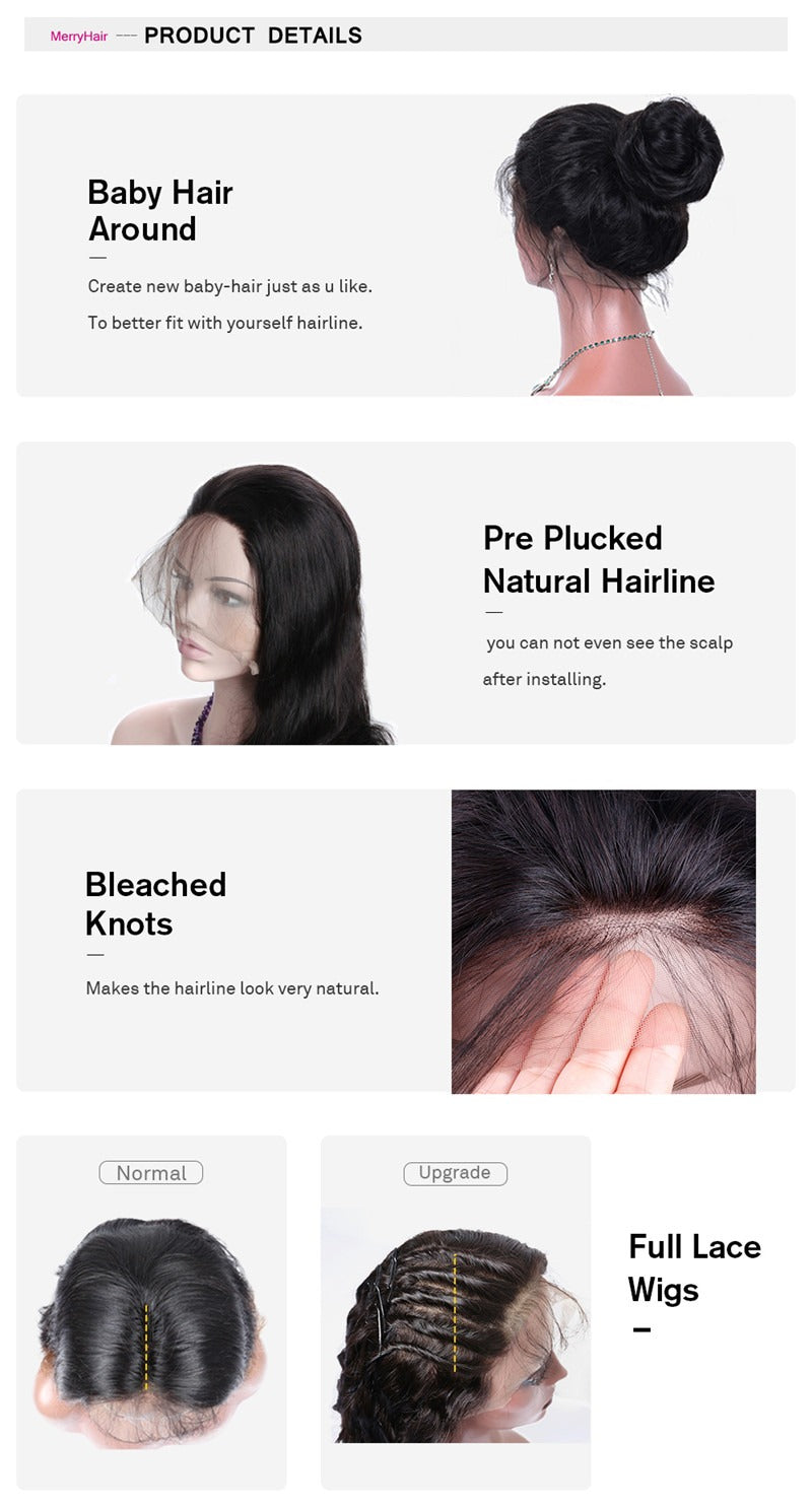 Full Lace Wig Loose Wave Average Size Remy Hair Natural Color 130%,180% Density