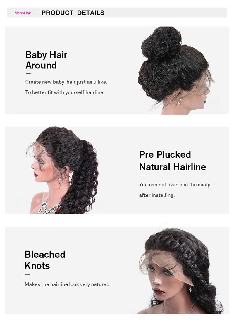 13x6 Lace Front Wig Natural Wave Wavy Suitable Dying Colors Glueless No Chemical Processing Pre Plucked Hairline