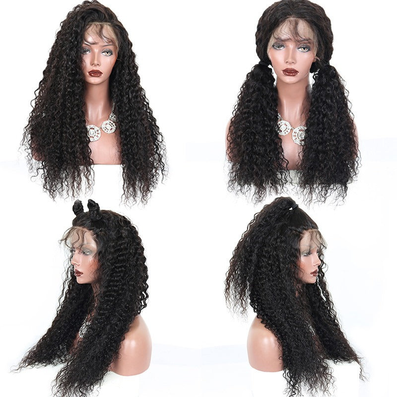 Curly Deep Wave Lace Front Wig Average Size Transparent Lace Plucked Hairline