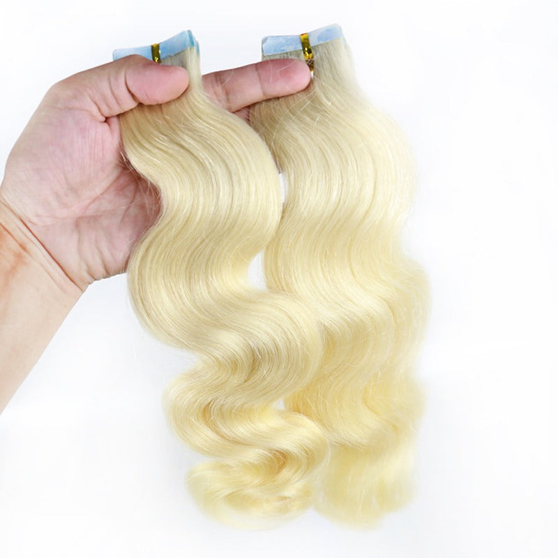 613# 100G Tape In Human Hair Extensions BodyWave Machine Remy Hair On Adhesives Invisible Tape PU Skin Weft