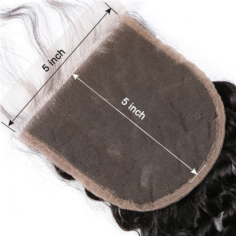 5x5 Deep Wave/Curly Lace Closure Medium Brown Lace Human Hair Baby Hair No Shedding No Tangle