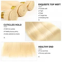 613 Color Straight Hair Virgin Hair Bundle Deals Blonde Human Straight Hair 1 Bundle 2,3,4 Bundles (2)