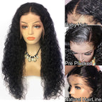 13x6 Lace Front Wig Water Wave No Shedding No Tangle With Baby Hair Hand Tied Natural Color