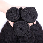 3 Bundles Natural Hair Afro Kinky Straight Hair With 360 Lace Frontal With Natural Hairline