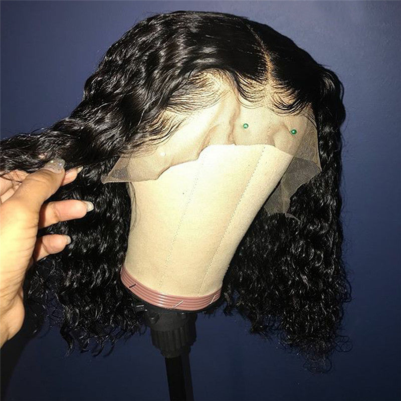 Short Bob Wigs With Middle Part Lace Front Wigs Deep Cruly Human Hair Bob Wigs For African American