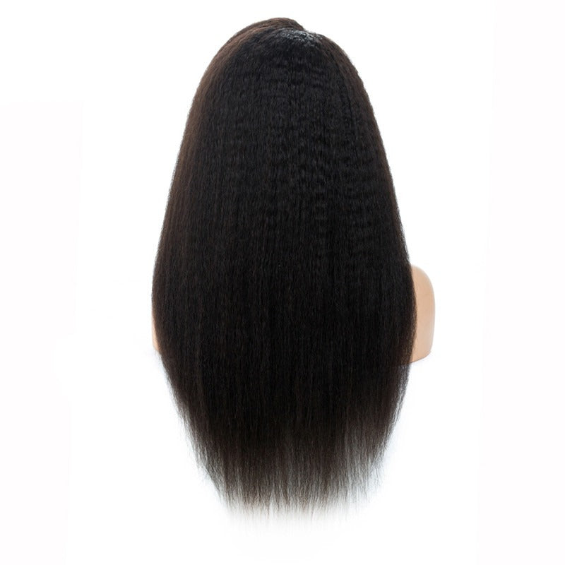 Kinky Straight 360 Lace Front Wig 150% Density Average Size Glueless Natural Headline Human Hair