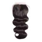 BodyWave 4x4 Silk Base Lace Closure Medium Brown Lace Natural Headline Pre Plucked Hairline Bleached Knots