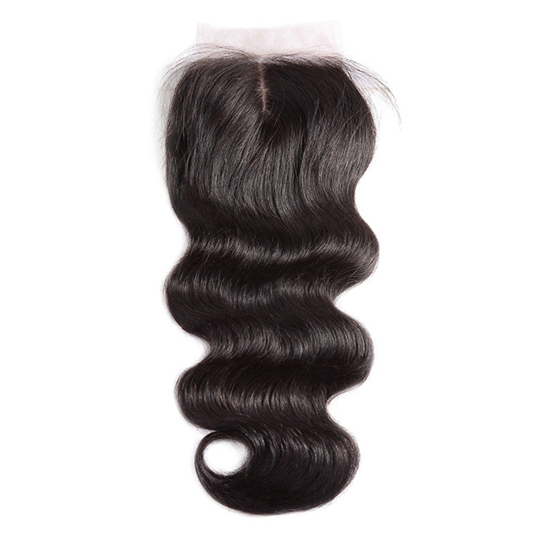 BodyWave 4x4 Silk Base Lace Closure Medium Brown Lace Natural Headline Pre Plucked Hairline Bleached Knots