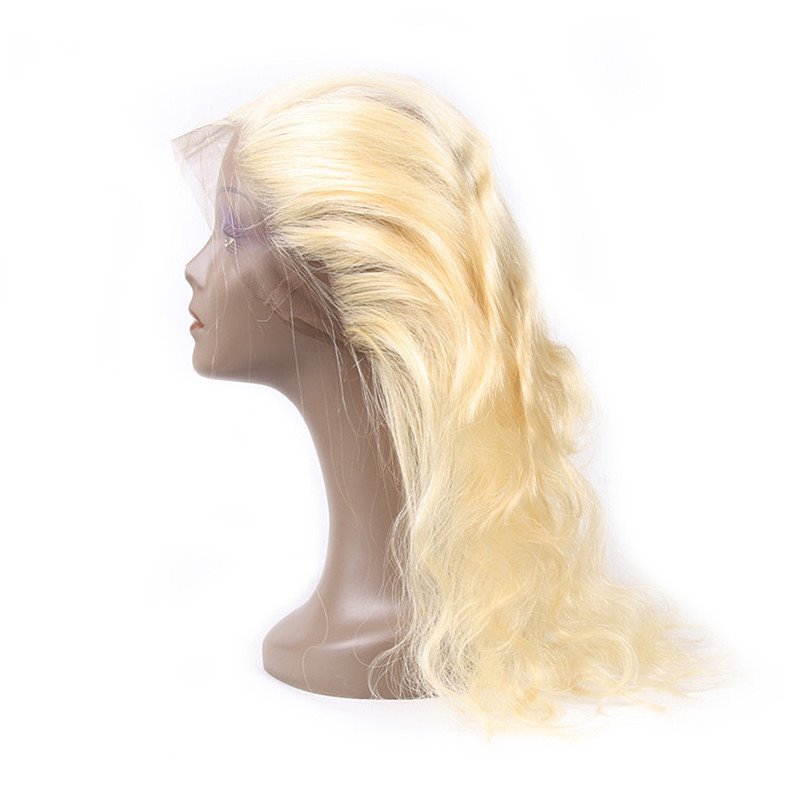 613 Body Wave 360 Frontal Blond Color Human Hair Pre Plucked Hairline Hand Tied