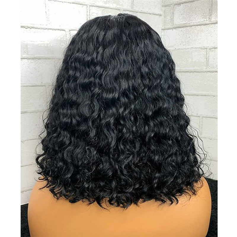 Short Bob Wigs With Middle Part Lace Front Wigs Deep Cruly Human Hair Bob Wigs For African American