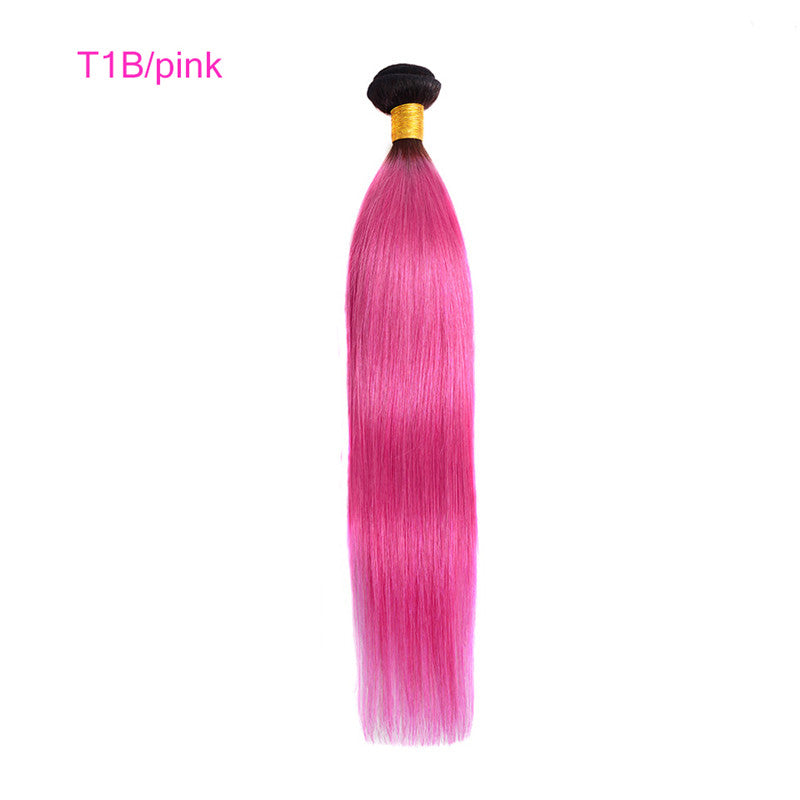 4 Bundles Straight 1B-350#/1B-Pink/1B-Gray Dye Pink Hair Color Girl Human Hair Ombre Hair Braiding Hair Gray Hair
