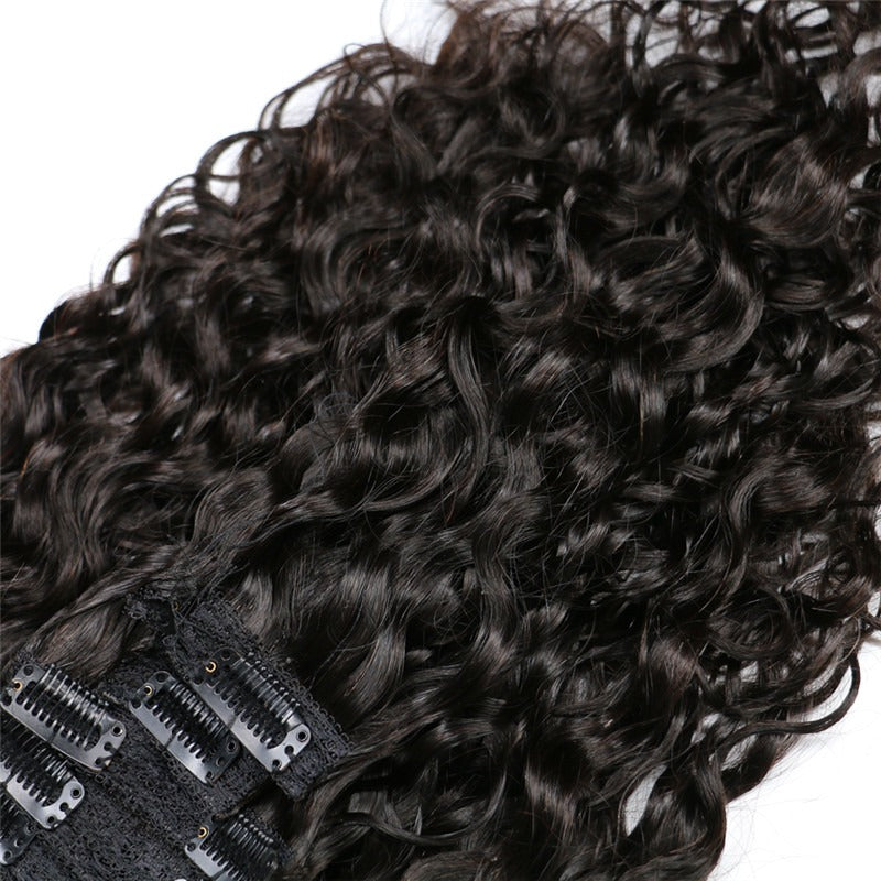 Natural Wave Wavy Natural Black Color Human Hair 10PCS Clip In Hair Extentions For Women 10~30 Inch