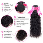 3 Bundles Afro Kinky Curly Natural Color Hair With 360 Lace Frontal With Baby Hair