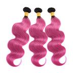 3 Bundles Black To Pink Ombre Short Hair Grey Body Wave Human Hair