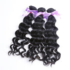3 Bundles Natural Wave Natural Color Hair With 360 Lace Frontal Wavy Hair