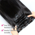 Straight 120g Human Hair 10PCS Clip In Hair Extentions For Women 10~30 Inch
