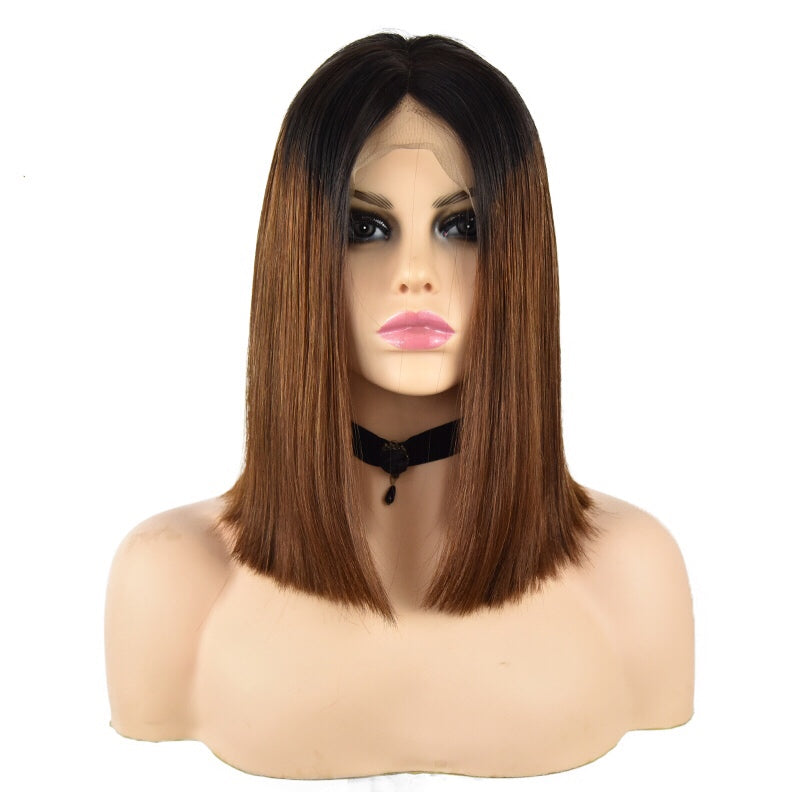 Straight Bob Lace Front Wig 1b/30# Color Wigs 150% Density Human Hair Wig