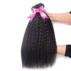 3 Bundles Natural Hair Afro Kinky Straight Hair With 360 Lace Frontal With Natural Hairline