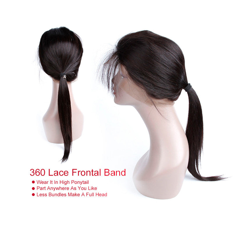 360 Frontal Straight Bleached Knots No Chemical Processing No Shedding No Tangle Natural Headline