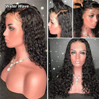 Transparent Lace Wig Glueless Water Wave Lace Front Wigs 150, 180, 300 Density 13x4 Inch Human Hair Wig