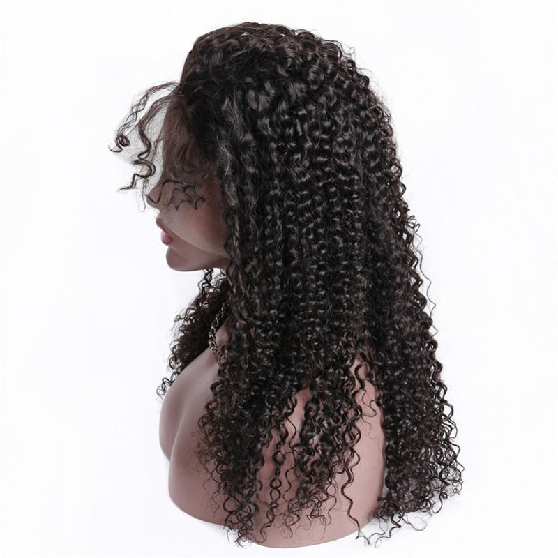 Kinky Curly 360 Lace Front Wig 150% Density Natural Headline Can Be Permed Human Hair Natural Color