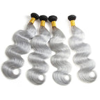 4 Bundles 1B-Pink/1B-Gray Dye Pink Hair Color Girl Human Hair Ombre Hair Braiding Hair Gray Hair