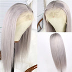 Grey color Lace Front Wig Natural Headline Bleached Knots Can Be Permed No Chemical Processing