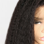 Kinky Straight Lace Front Wig Remy Hair Average Size Pre Plucked Hairline No Shedding No Tangle