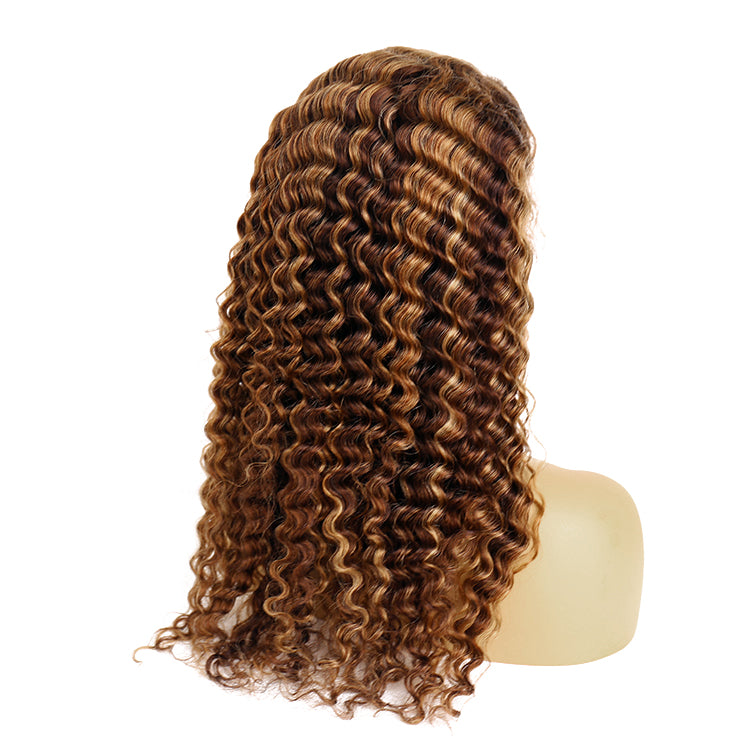 MerryHair 4#27 Highlight Wholesale Cheap Transparent Lace Front Wig Human Hair Lace Wigs