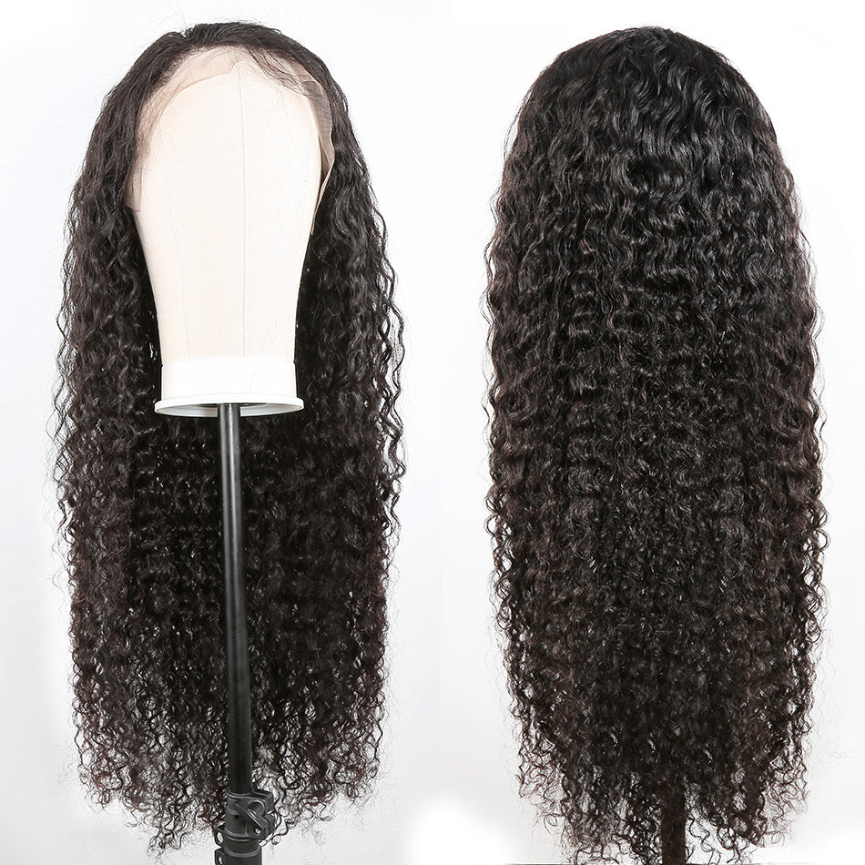 Kinky Curly Lace Front Wig No Shedding No Tangle Remy Hair No Chemical Processing Pre Plucked Hairline