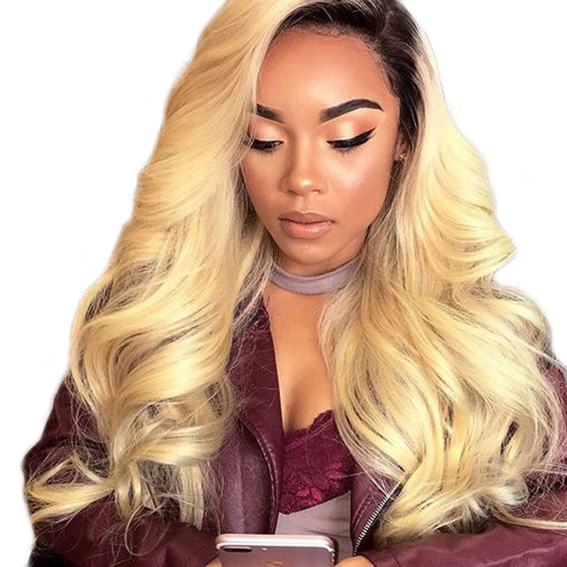 1B 613 Body Wave Lace Wigs Natural Black And Blonde Ombre Lace Front Wig