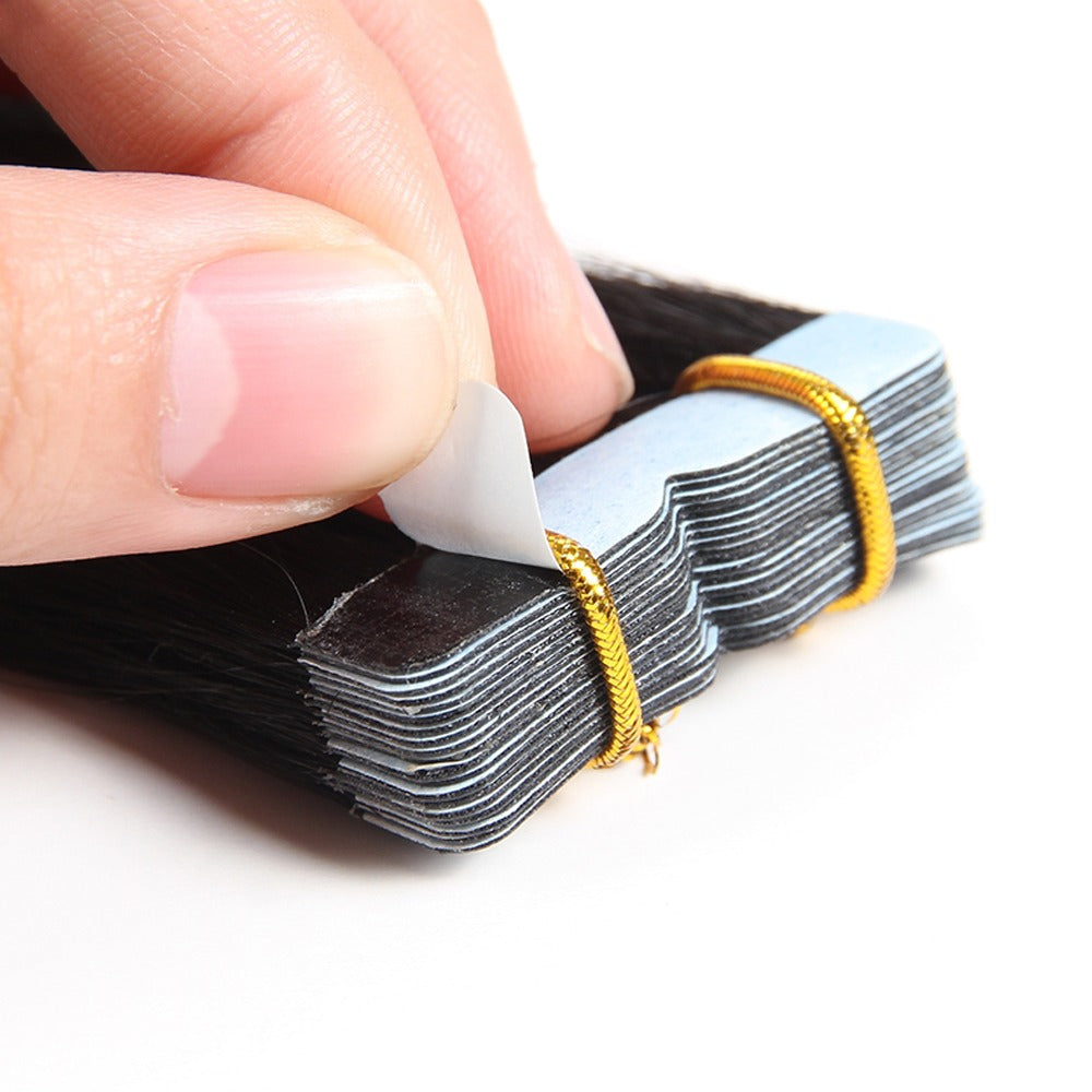 40 Pieces Natural Color Tape In Hair Extensions #1B Human Hair Remy Colored Extensions 100g 40Pcs