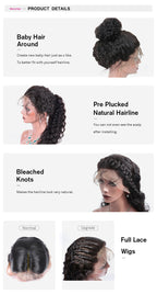 Merry Hair No Tangle Transparent Lace Full Lace Wig 100% Human Hair Wig Deep Curl With Swiss Lace