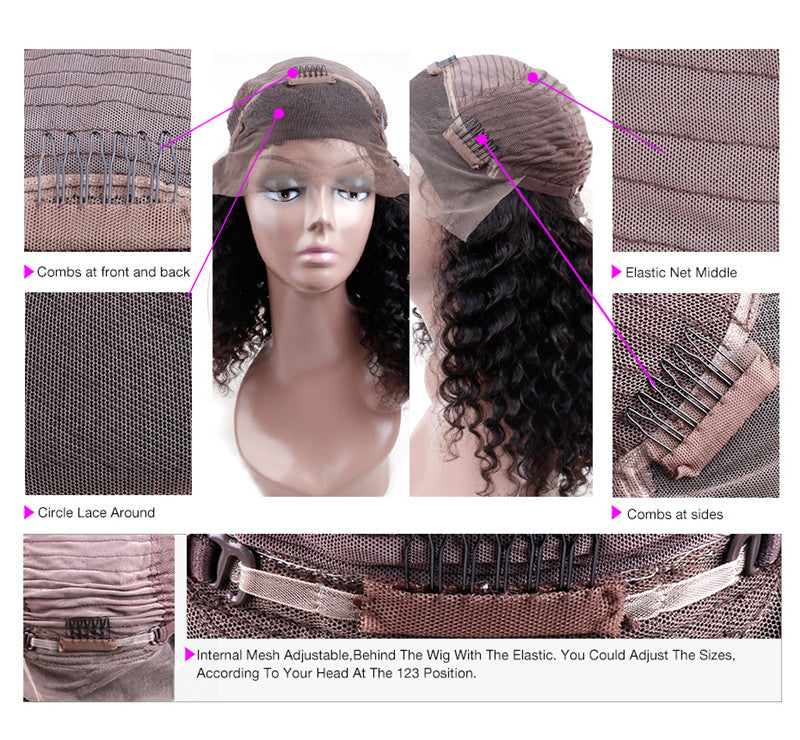 Short Bob Wigs With Middle Part Lace Front Wigs Deep Cruly Human Hair Bob Wigs For African American