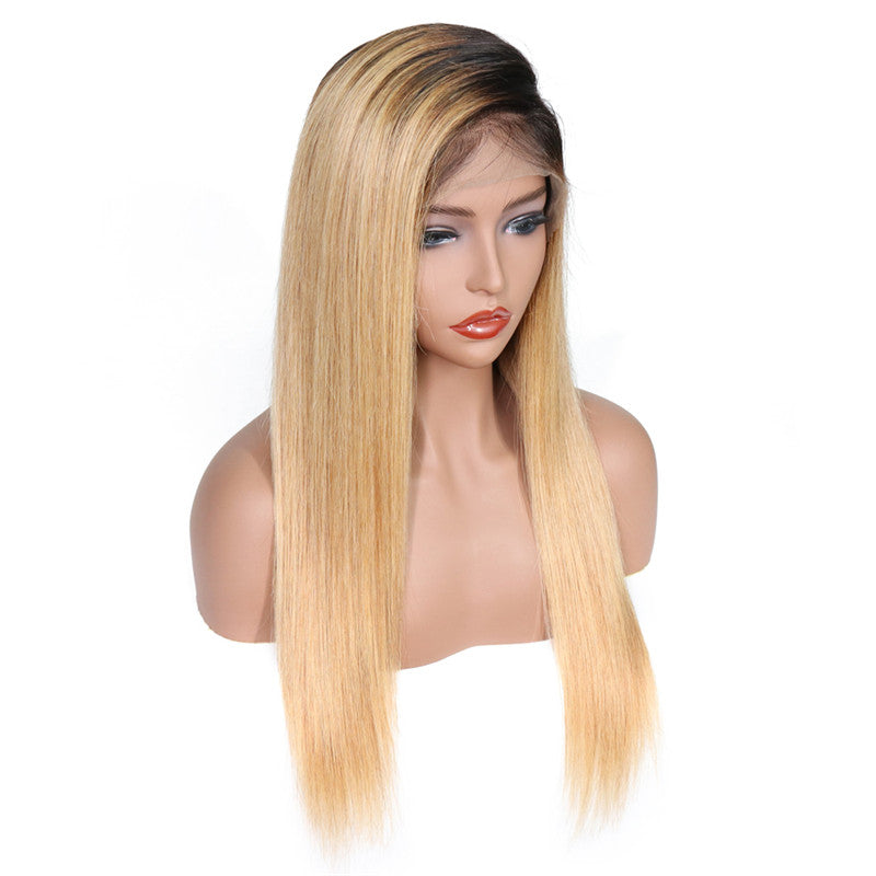 Color Full Lace Wig Straight 1B/27# Ombre Color Top Quality For Women Long Straight Virgin Hair