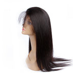 2 Bundles Straight Human Hair Weave With Natural Black Color 360 Lace Frontal