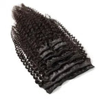 Afro Kinky Curly Human Hair Extensions 10 Pcs/Set Best Clip Ins For Black Hair Natural Black Full Head
