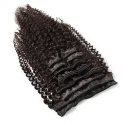 Afro Kinky Curly Human Hair Extensions 10 Pcs/Set Best Clip Ins For Black Hair Natural Black Full Head
