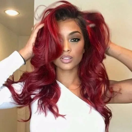Color Full Lace Wig Loose body wave Wave Root T 1B/99J Unprocessed Human Hair Ombre Color Wigs Wholesale For Black Women