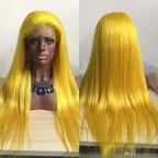 Custom yellow Color Lace Front Wig Natural Headline Remy Hair Natural Color No Chemical Processing