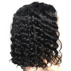 Deep Curly 150_ Density Bob Lace Front Wig Side Part Natural Color  Pre Plucked Hairline