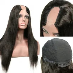 Human Hair Brazilian U Part Wig Kinky Straight, Body Wave, Straight