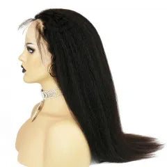Human Hair PrePlucked Remy Glueless Kinky Straight Wig 4x4 Closure Wig