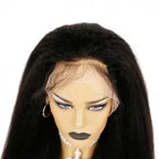 Human Hair PrePlucked Remy Glueless Kinky Straight Wig 4x4 Closure Wig