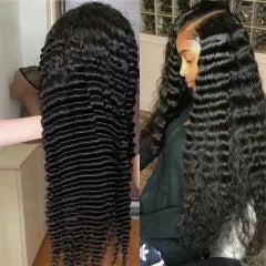 Merry Hair Natural Deep Wave Transparent Lace Wig Curly Hair Vendors