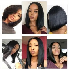 New Arrival 13_6 Straight 150_ Density Bob Lace Front Wig  Middle Part Natural Color Pre Plucked Hairline With Baby Hair