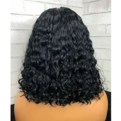 Short Bob Wigs With Middle Part Lace Front Wigs Deep Cruly Human Hair Bob Wigs For African American