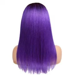 Straight 1B_Purple Color Lace Front Wig Bleached Knots Suitable Dying Colors With Baby Hair Pre Plucked Hairline