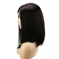Straight 150_ Density Bob Lace Front Wig Natural Color  Pre Plucked Hairline